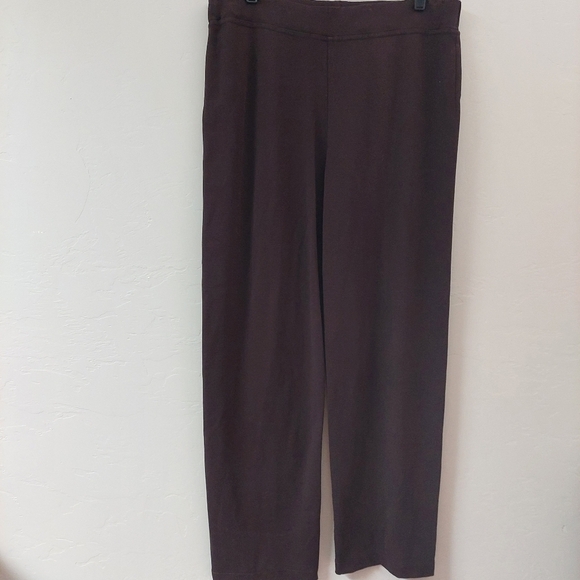 Eileen Fisher Brown Pants Elastic Waist Stretchy Pull On Women Size M - Picture 1 of 8